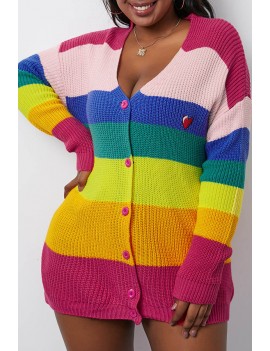 Lovely Casual Patchwork Multicolor Cardigan
