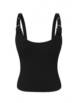 Lovely Casual Spaghetti Straps Black Camisole