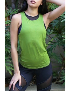 Lovely Casual Knot Design Green Knitting Tank Top