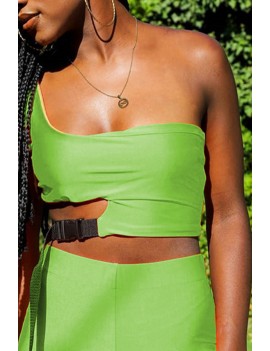 Lovely Casual Hollow-out Green Camisole