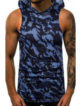 Lovely Casual Camouflage Printed Blue Vest