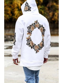 Lovely Casual Embroidered Design White Hoodie