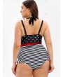 Underwire Plus Size Polka Dot and Striped Swimwear - 1x