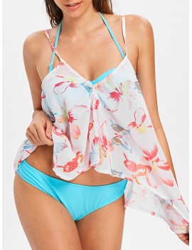 Asymmetrical Flower Swimwear Set - M