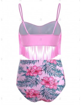 Floral Fringed Bandeau Swimwear Swimsuit - 3xl