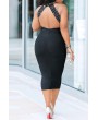 Lovely Beautiful O Neck See-through Black Mid Calf Dress